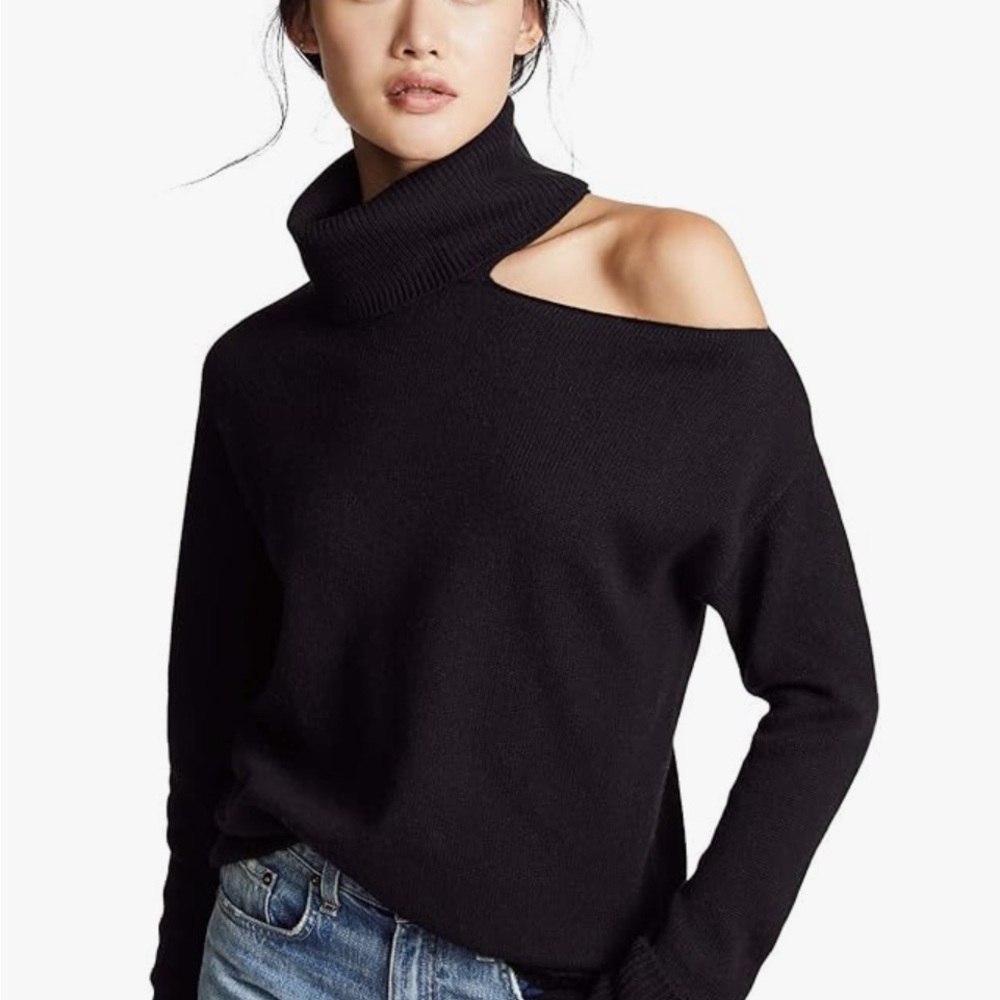 PAIGE Raundi Black Off-the-Shoulder Sweater